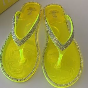 H2K Women's Jelly Flat Flip-Flop Yellow